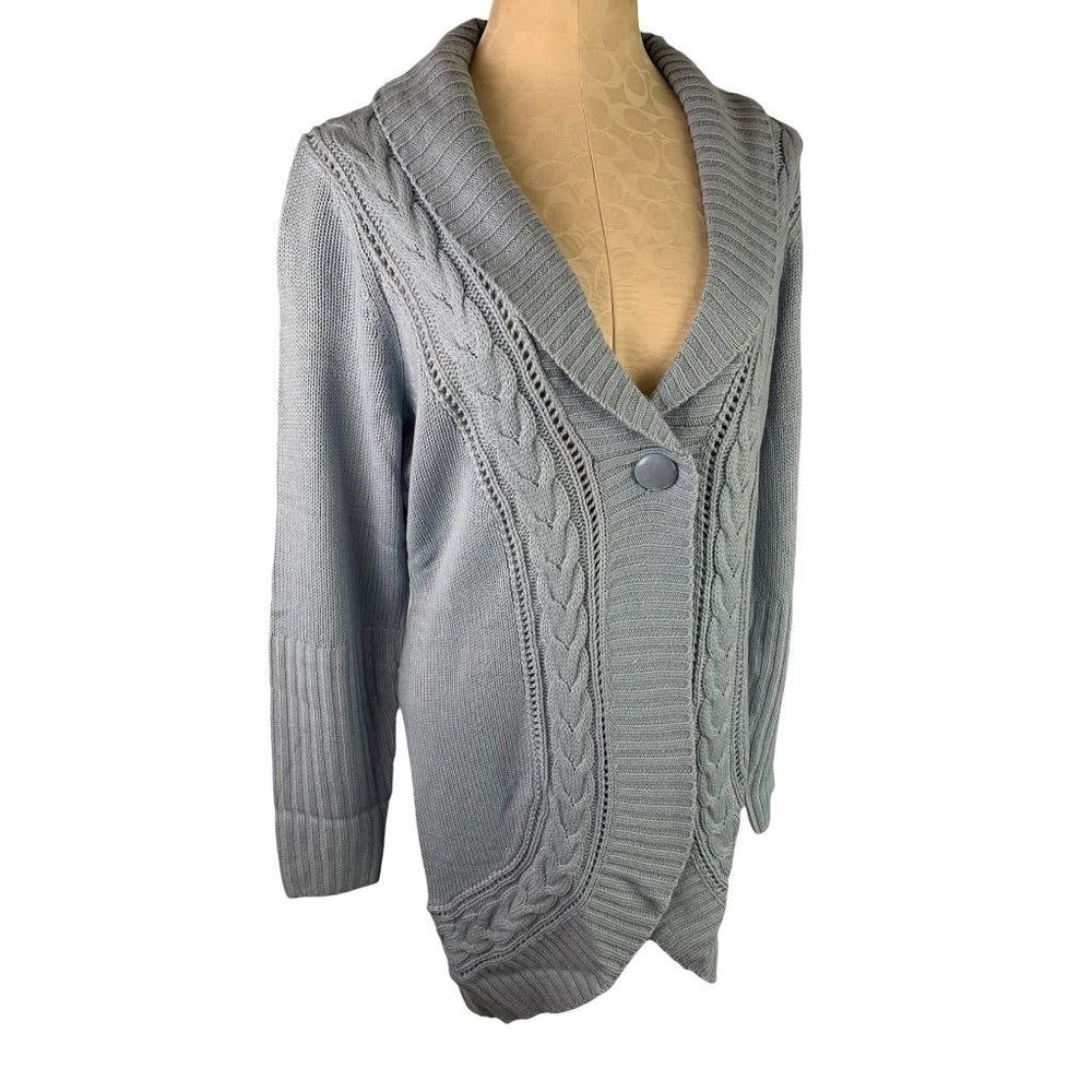Medium Motto Women's Light Blue Long New Cardigan Sweater Single Button